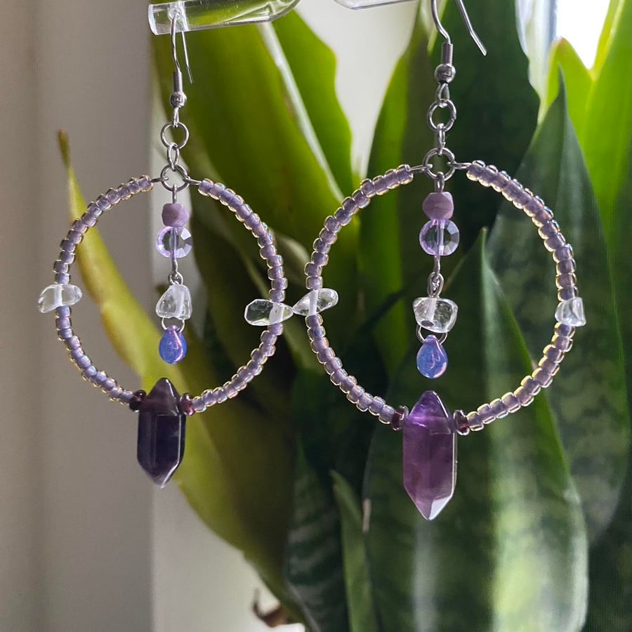 Aimee - Amethyst & Quartz Earrings