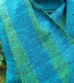 Handwoven Wool & Bamboo Scarf – Teal & Green - Image 2