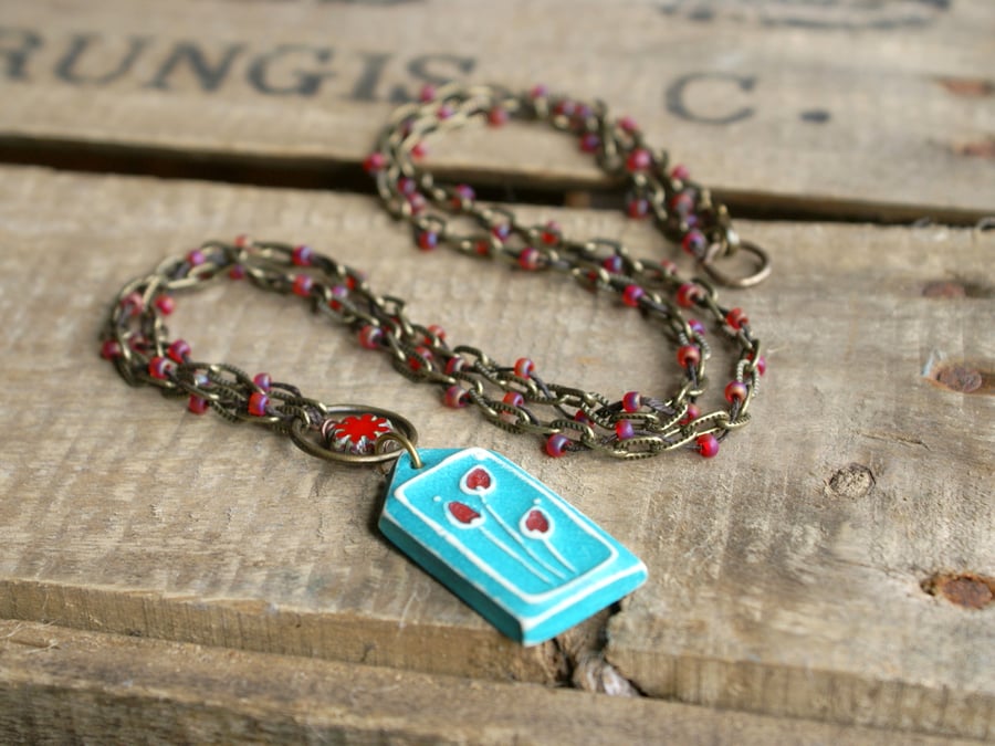 Long Boho-Style Polymer Clay Necklace
