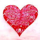 Love Art Card, Heart, Romantic Couple Moon Stars Trees, Wedding Anniversary Card