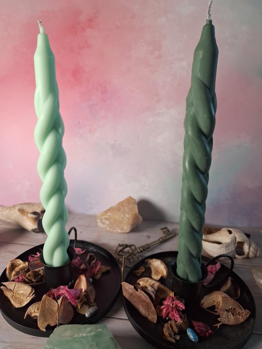 Twirly Handmade Kerasoy Wax Taper Candles