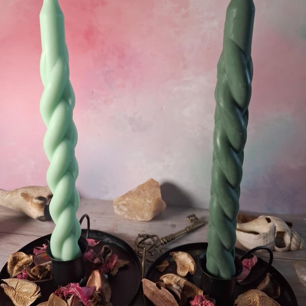 Twirly Handmade Kerasoy Wax Taper Candles