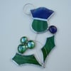 Hand made stained glass thistle suncatcher - single