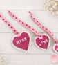 Three Clay Heart Ornaments – "Kiss, Love, Hug" Hanging Decor Set - Image 1