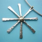 Large Starburst Necklet. Sterling Silver and Solid 9CT Gold.