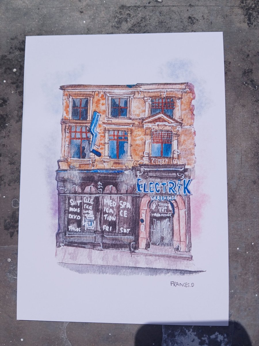 Electrik Warehouse 'Shindie' Liverpool Watercolour print