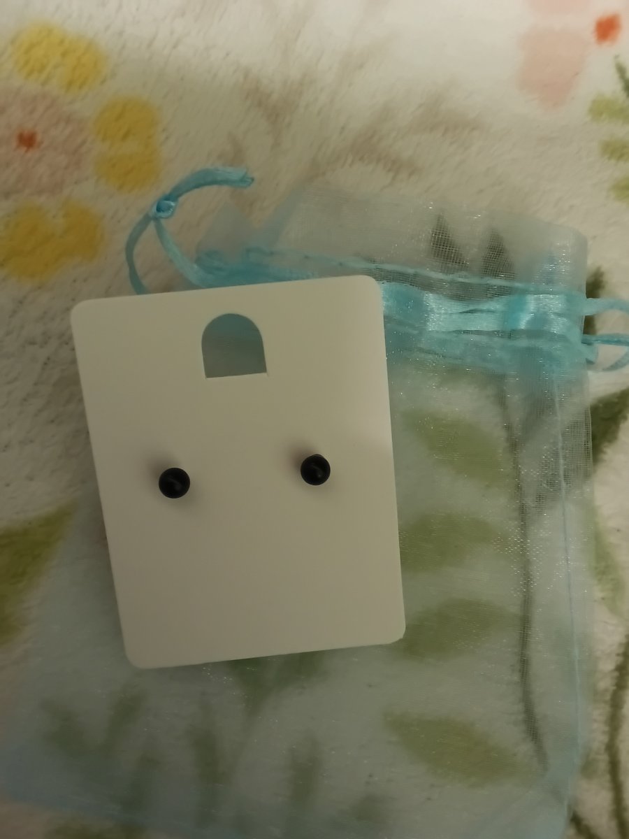 Black bead stud earrings,  silver plated post & butterfly backs. Cute.