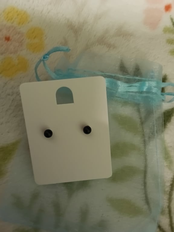 Black bead stud earrings,  silver plated post & butterfly backs. Cute.