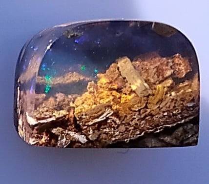 Australian  Pipe Boulder Crystal Opal Landscape. (The Approach to MOUNT WILLIAM)
