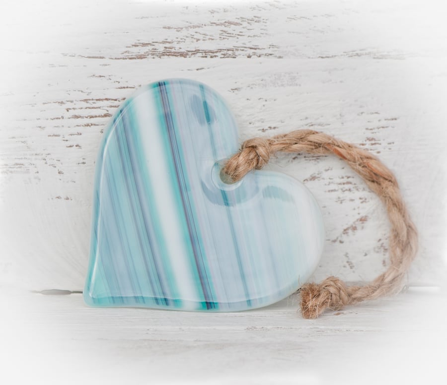 Striped Fused Glass Heart