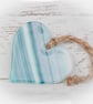 Striped Fused Glass Heart - Image 1