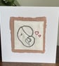 Mummy and Baby Elephant,  'new baby' hand embroidered keepsake card - Image 3