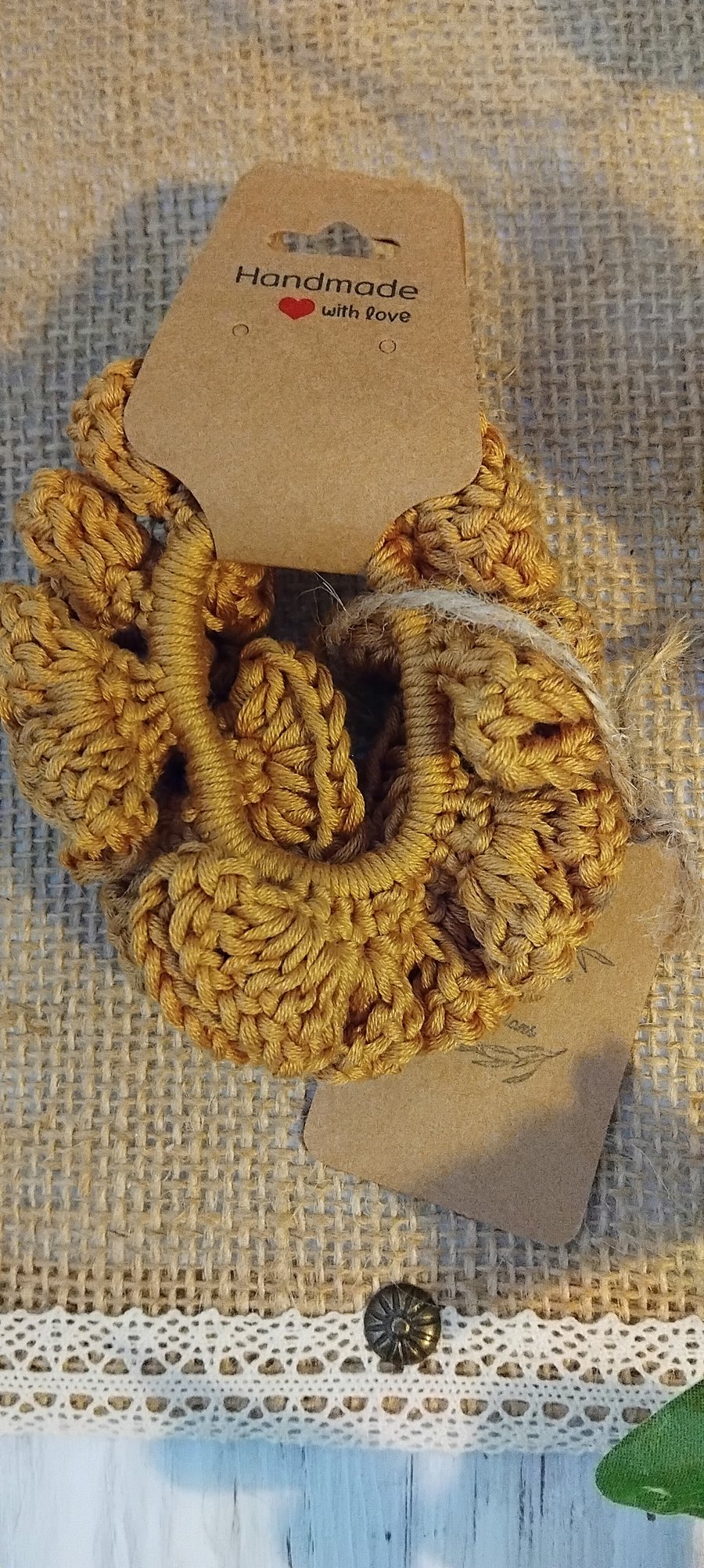 Crochet Scrunchie Cotton Gold