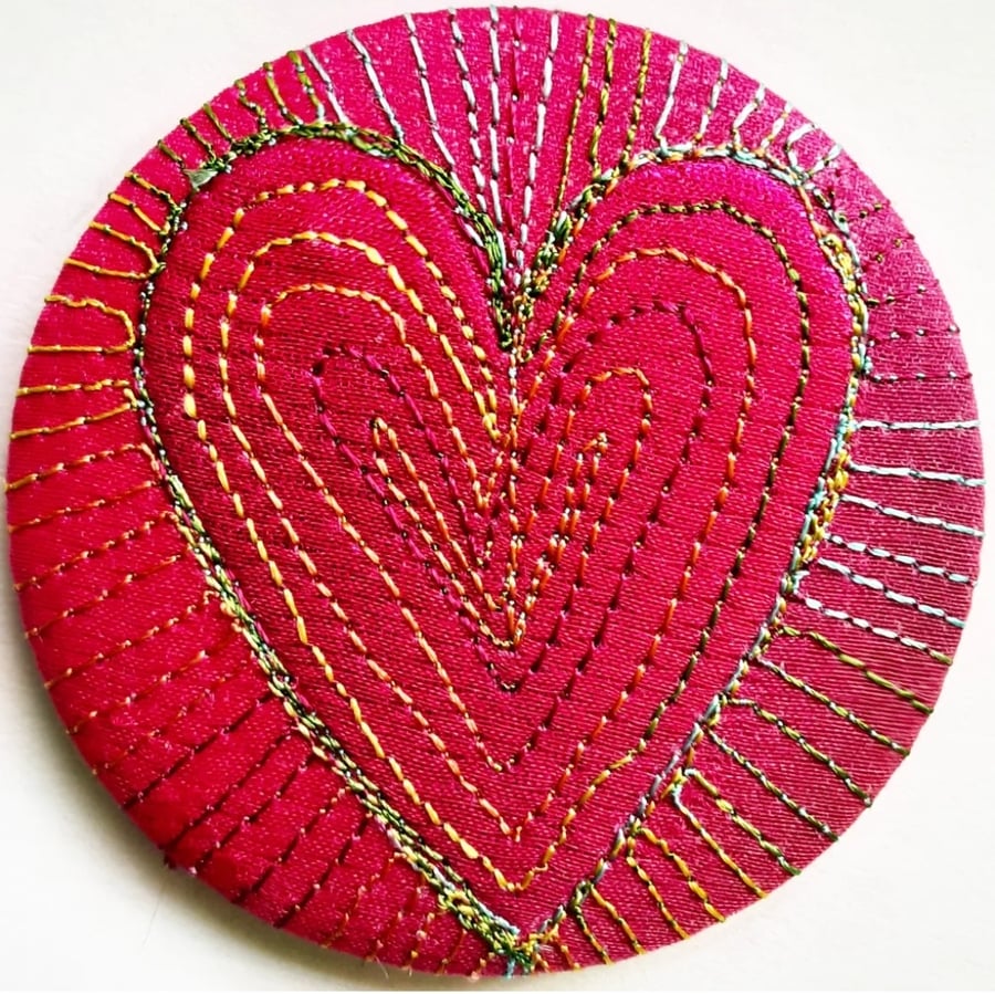 58mm Fabric Badge with Free Machine Embroidery