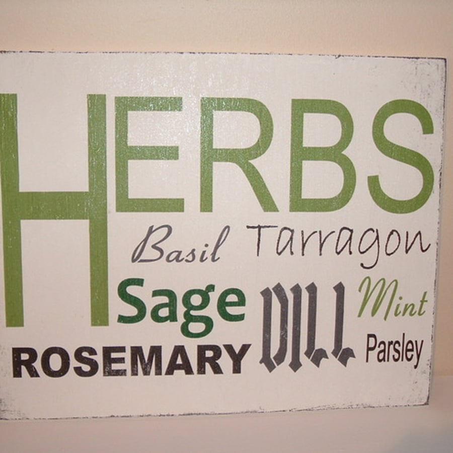 shabby chic plaque/sign kitchen herbs plaque-kitchen accessory
