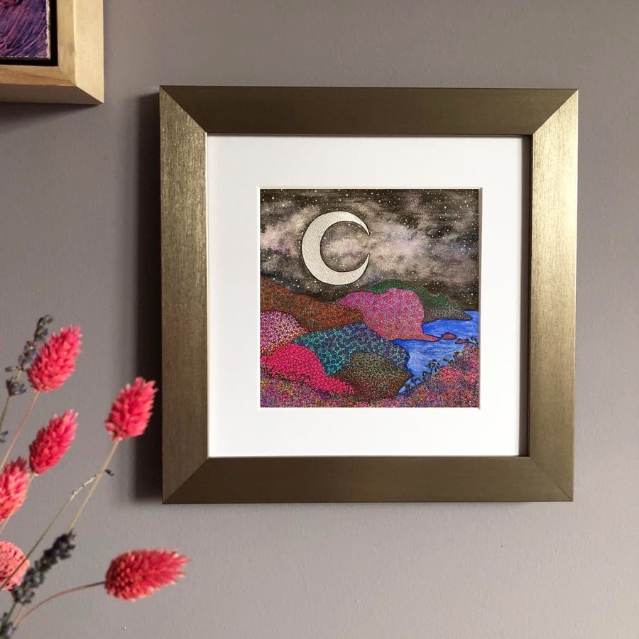 'A Moonlit Walk' 8" x 8" Framed Print