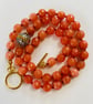 Amber coloured Chalconey hand knotted beaded necklace 