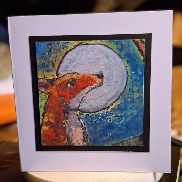 Two cards 14x14cm. Blank. Fox and Pangolin prints.