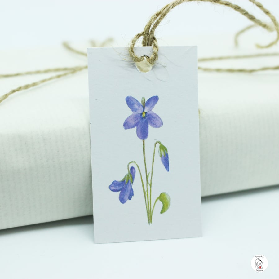 Violet Gift Tags - Pack of 7 - Print of Original Hand Watercolour Painting 