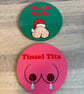 Set of 2 Christmas Coasters Adult Humour 'Jingle Balls' 'Tinsel Tits'