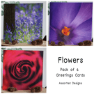 Flowers - Pack of 6 Greetings Cards - Assorted Designs 