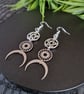 Witchy Celestial Dangle Earrings Gothic Pentagram Moon Earrings Pagan Wiccan Jew - Image 2