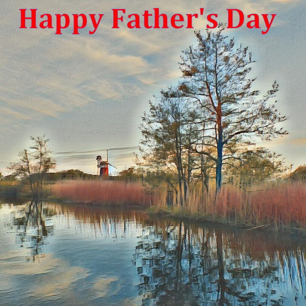 Father's Day Card Norfolk Broads Windmill 