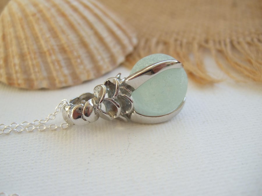 Sea glass jewelry, beach glass necklace, sea glass marble necklace fishing float