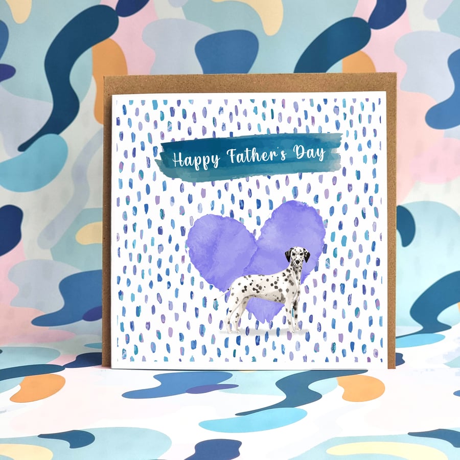 Dalmatian Father's Day Card - 6x6 Square Dog Card