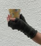 FINGERLESS MITTS , gloves. .'Tamar Valley'  Alpaca,wool. D. Green . - Image 2