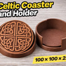Celtic Coaster and Holder - 100 - 100 - 25mm