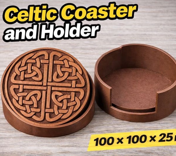 Celtic Coaster and Holder - 100 - 100 - 25mm