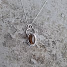  Oval Tigers Eye Cabochon Sterling Silver Pendant