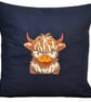 Cow Embroidered Cushion Cover 16”x 16” Gift Idea