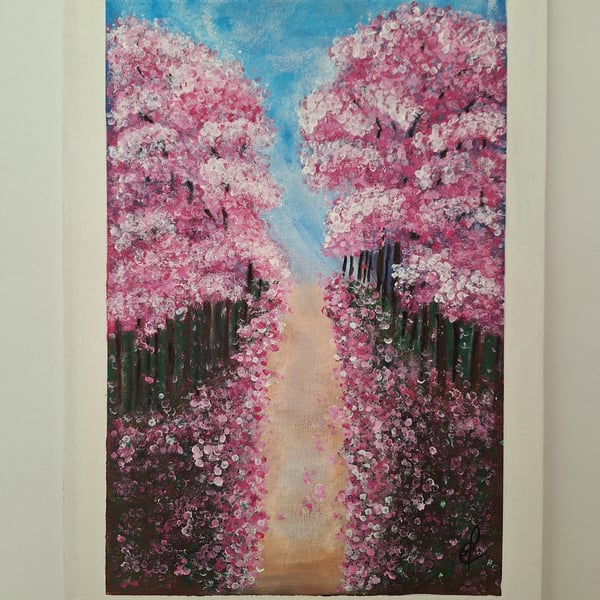 Original Acrylic Painting - Abstract Art–Ready to Hang-"A walk through blossoms"