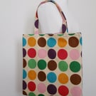 Giant Smarties - Large Square Cotton Tote Bag with Polka Dot Print
