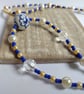 Ceramic Bloom Blue & Gold Floral Necklace - Image 3