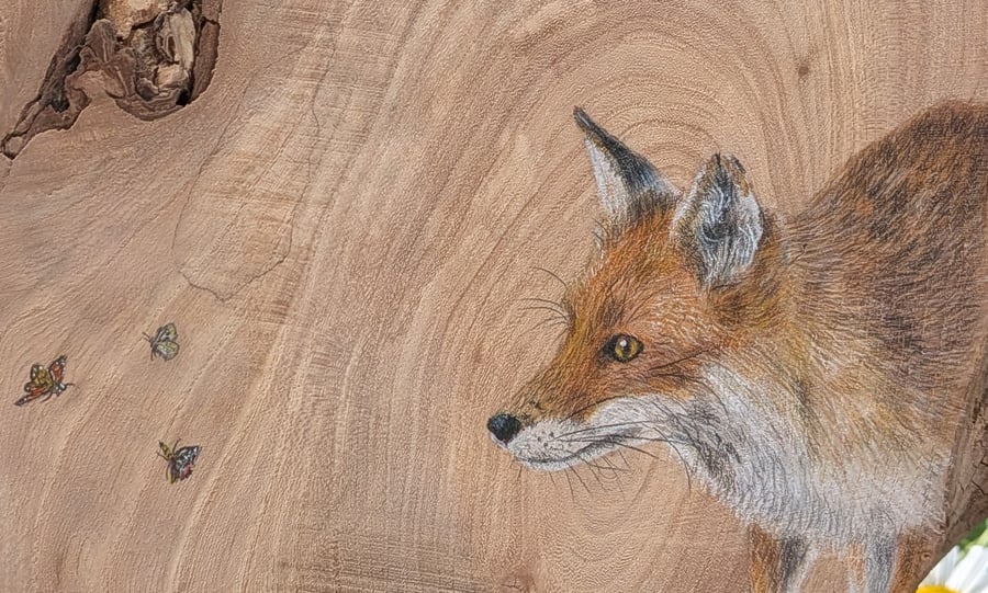 Original Fox Painting on Reclaimed Wood