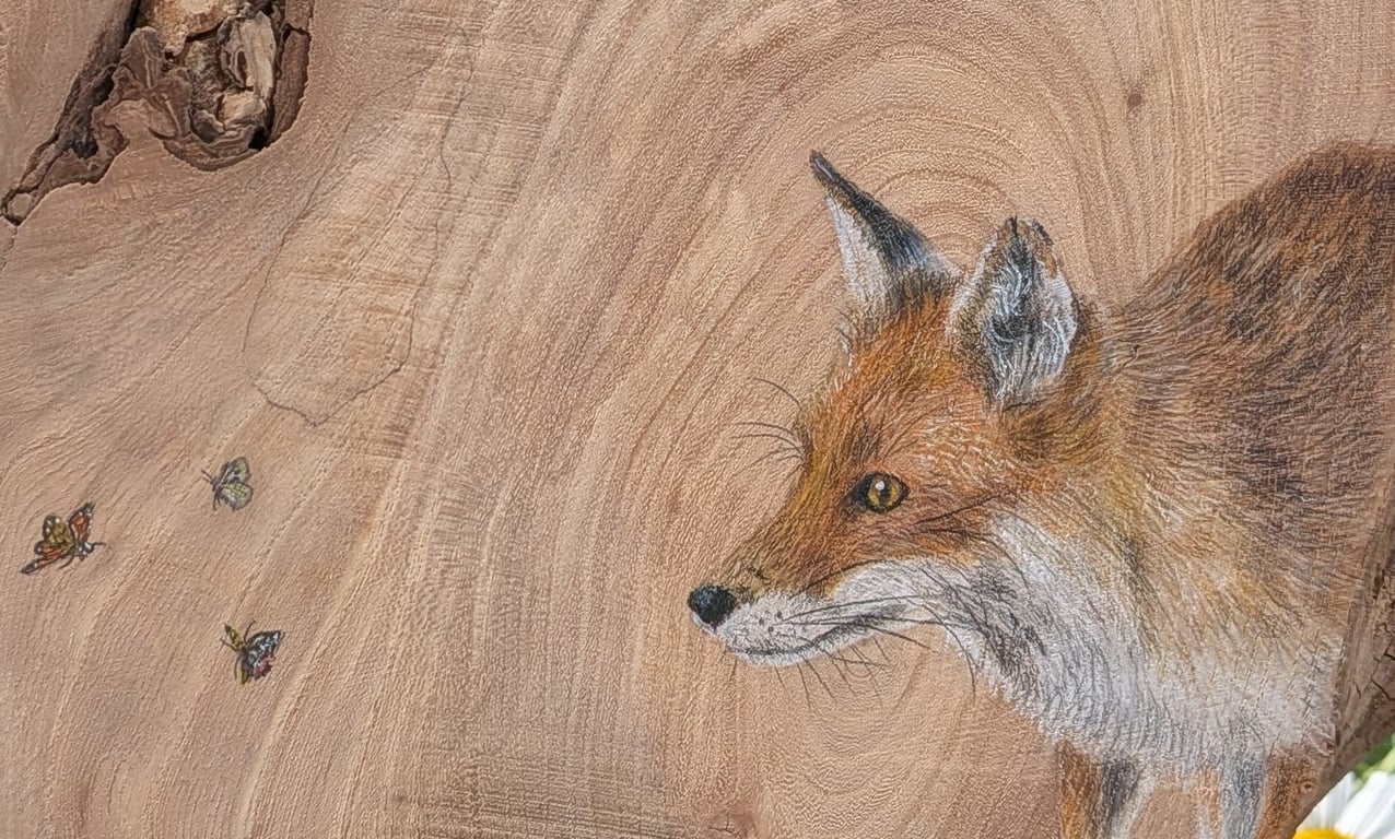Original Fox Painting on Reclaimed Wood
