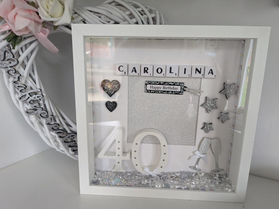 Personalised Box Frame, 40th, Birthday, White,Black Handmade, Unique, 