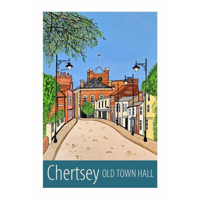 Chertsey Old Town Hall travel poster print by Susie West
