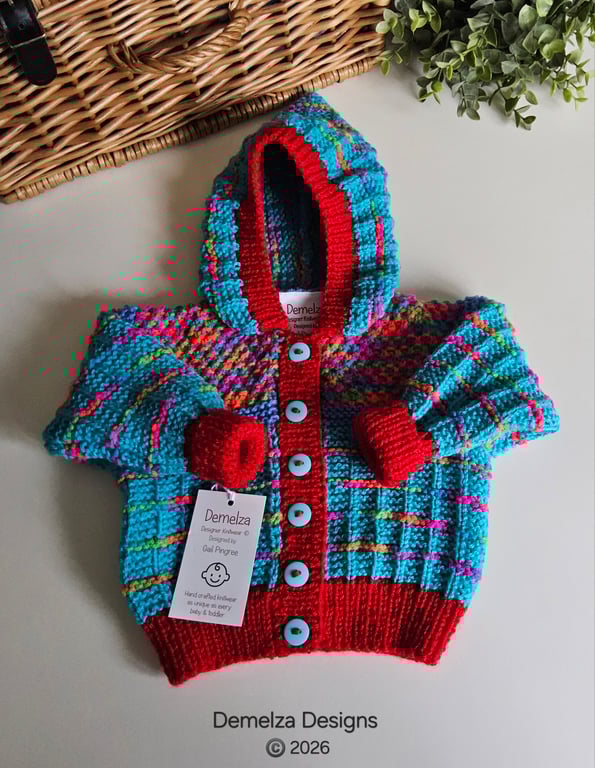 Baby  Hand Knitted Textured Hoodie Jacket 3 - 9  months size