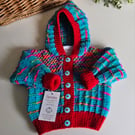 Baby  Hand Knitted Textured Hoodie Jacket 3 - 9  months size