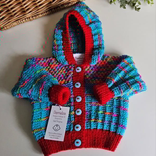Baby  Hand Knitted Textured Hoodie Jacket 3 - 9  months size
