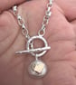 Gold Heart Pebble Fob Necklace, Sterling Silver and gold Fob Necklace, valentine - Image 4