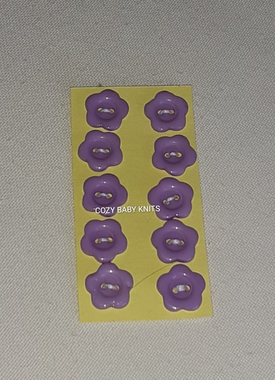 13MM LILAC FLOWER BUTTONS WITH TWO HOLES FOR ATTACHING 