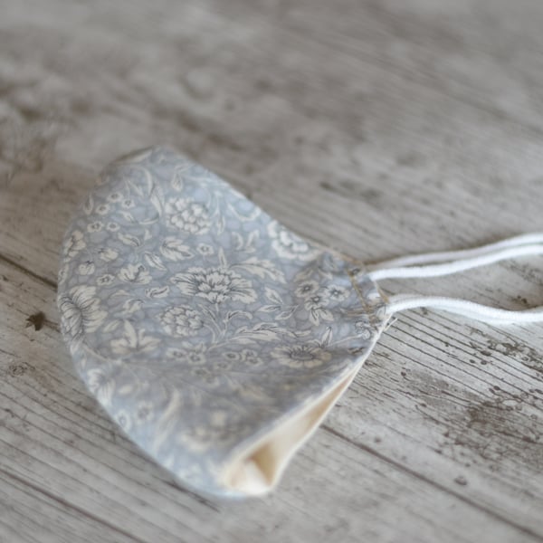 Light Grey Flower or Light Grey Polka Dot Face Mask