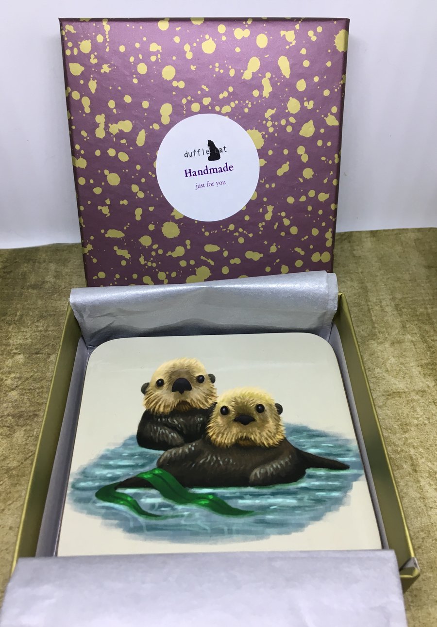 Set of 4 Sea Otter Coasters