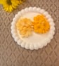 Handcrafted bubble tray with Floral Decorative Candles Set of 2 (Yellow )
