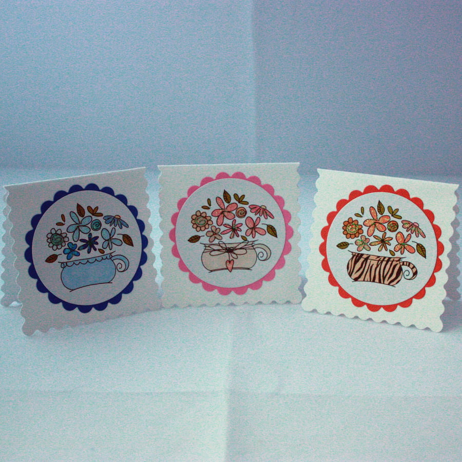 Set of 3 floral giftcards or notecards